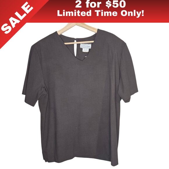 [Sale: 2 for $50!] August Max Woman Chocolate Brown V-Neck Top Size 18 0322 - Picture 1 of 8